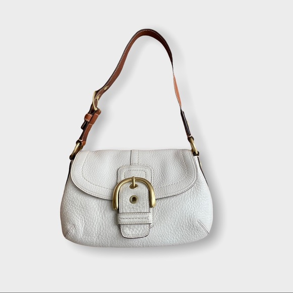 Coach Handbags - Coach Soho Buckle Flap Cream and Tan Pebble Leather Shoulder Bag